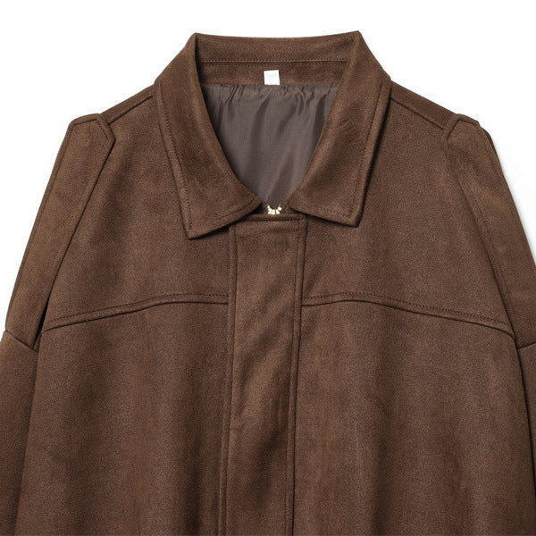 Women’s Vintage Coffee Brown Suede Coat