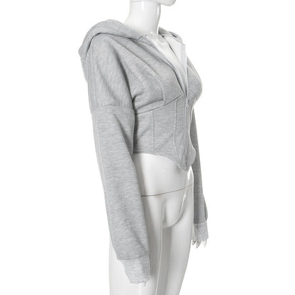 Women’s Zipper Hoodie Cardigan – Y2K Streetwear Long Sleeve Jacket