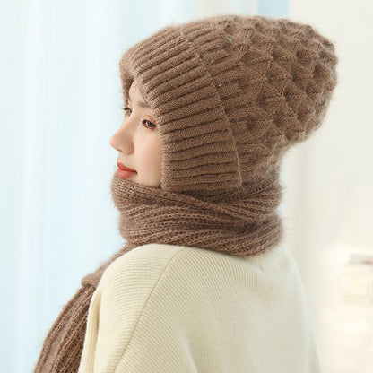Women’s Fleece-Lined Winter Hat & Knitted Scarf Set