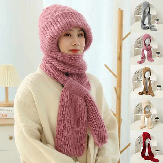 Women’s Fleece-Lined Winter Hat & Knitted Scarf Set