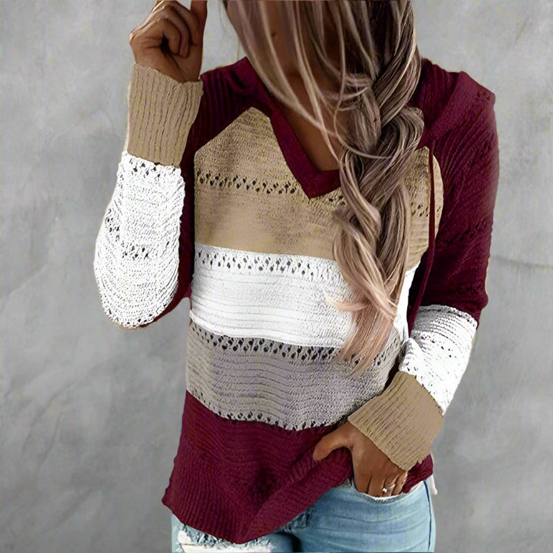 Bella Women's Sweater | Cozy Knitted Patchwork Design 4