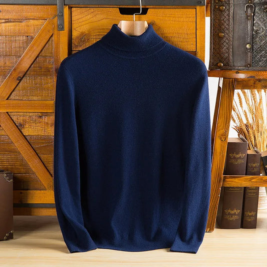 Carter Men's Sweater | 100% Cashmere, Lightweight Turtleneck 2