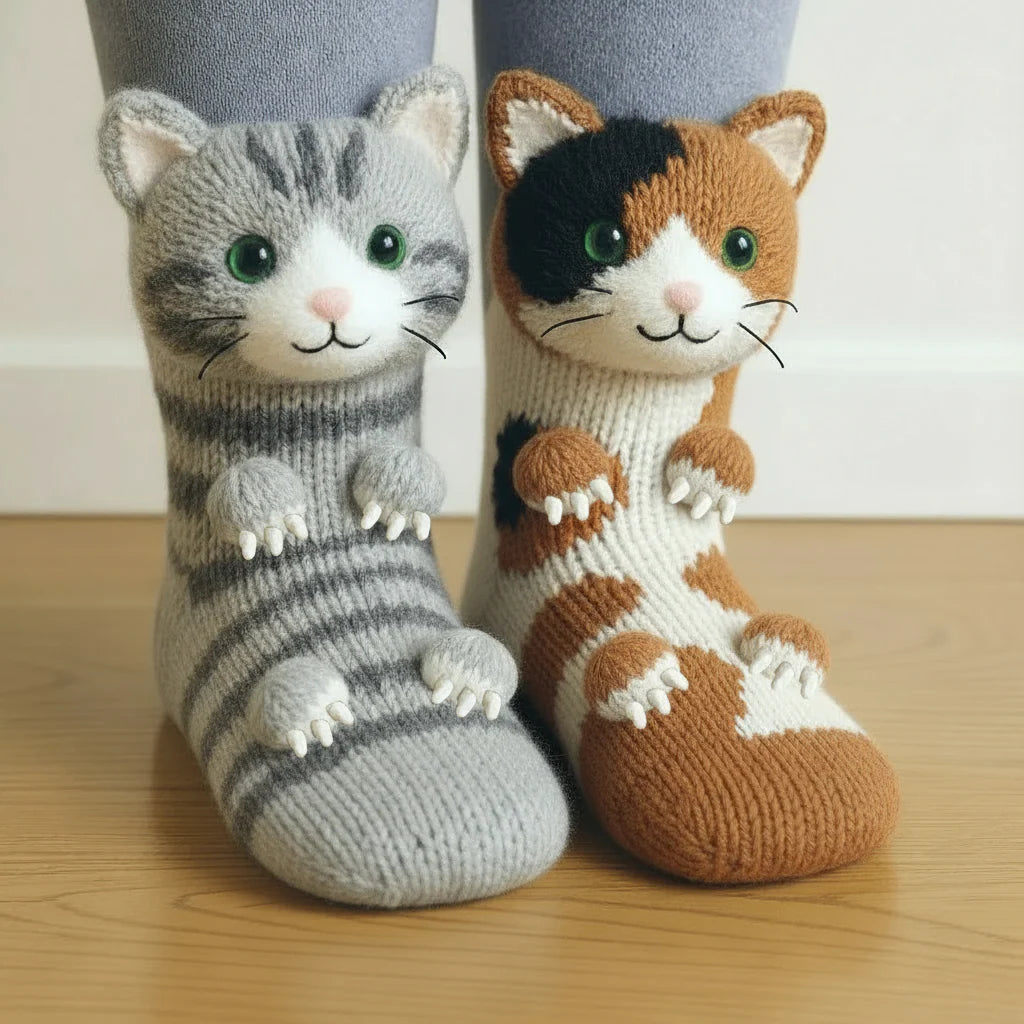 Cuddly Cat Women's Socks | Cozy Cotton Blend, Adorable Patterns 0
