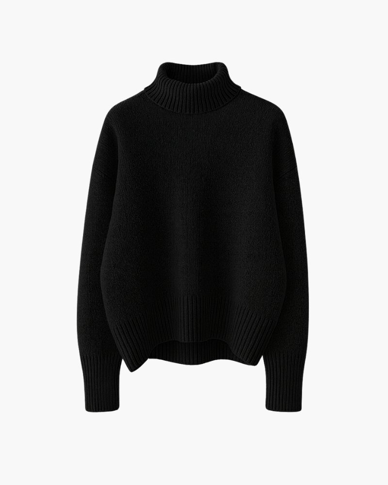 Gina Women's Cashmere Sweater | Black Turtleneck, Relaxed Fit 5