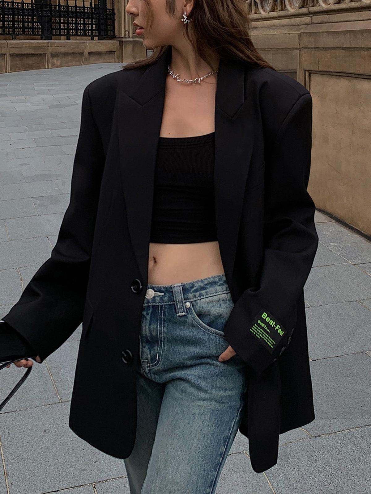 Lara Women's Oversized Blazer | Classic Reverse Collar, Elegant Style 8