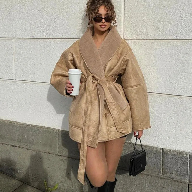 Olivia Women's Leather Jacket | Faux Fur Lining, Adjustable Fit 1