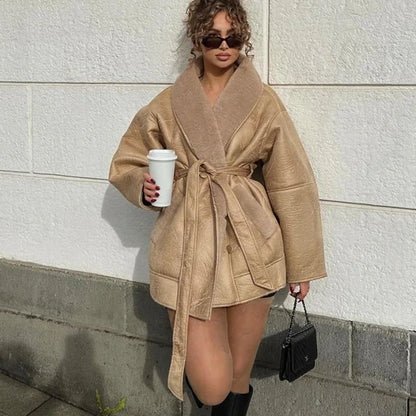 Olivia Women's Leather Jacket | Faux Fur Lining, Adjustable Fit 1