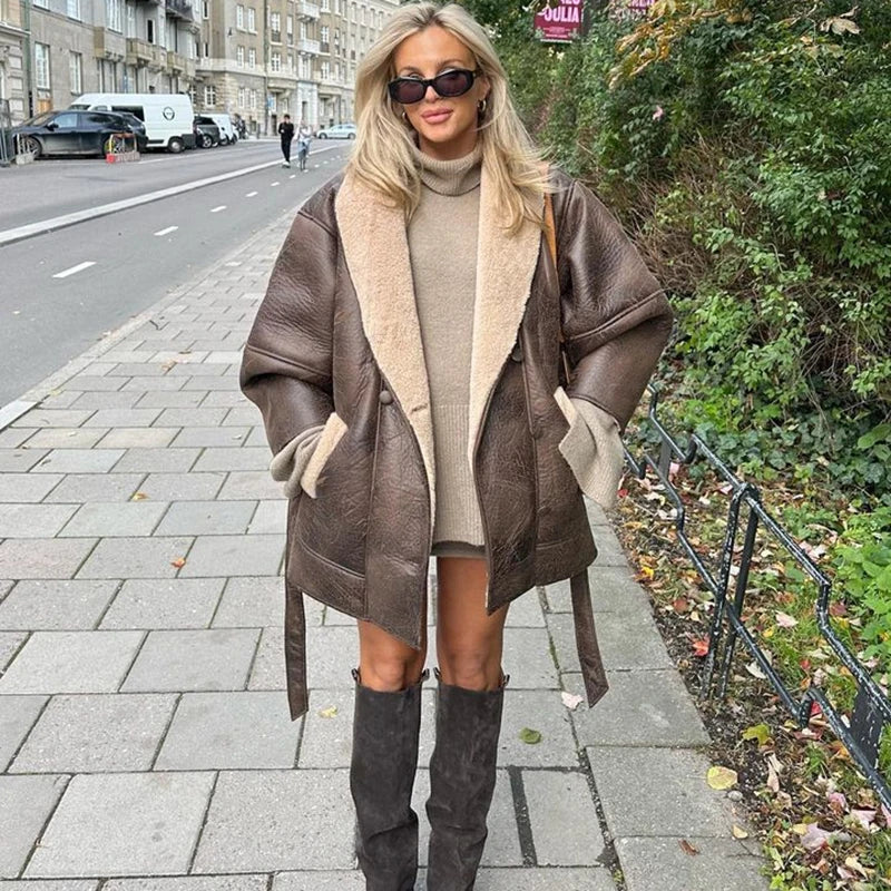 Olivia Women's Leather Jacket | Faux Fur Lining, Adjustable Fit 5