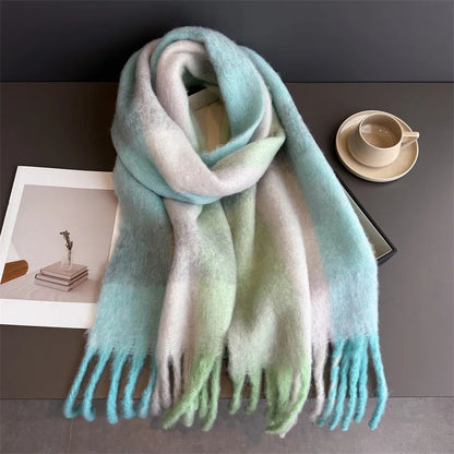 Ravi Women's Scarf | Soft Faux Cashmere, Rainbow Plaid Wrap 2