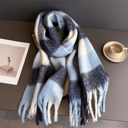 Ravi Women's Scarf | Soft Faux Cashmere, Rainbow Plaid Wrap 0