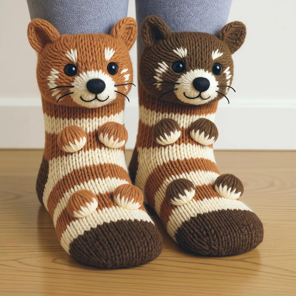 Roxy Women's Fluffy Socks | Soft Red Panda Design, Cozy Comfort 0