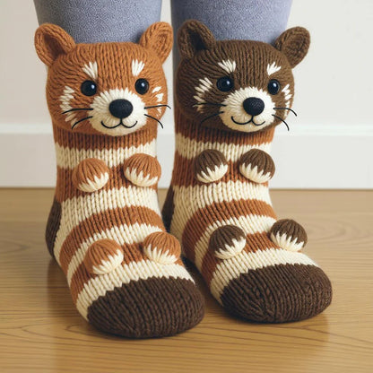 Roxy Women's Fluffy Socks | Soft Red Panda Design, Cozy Comfort 0