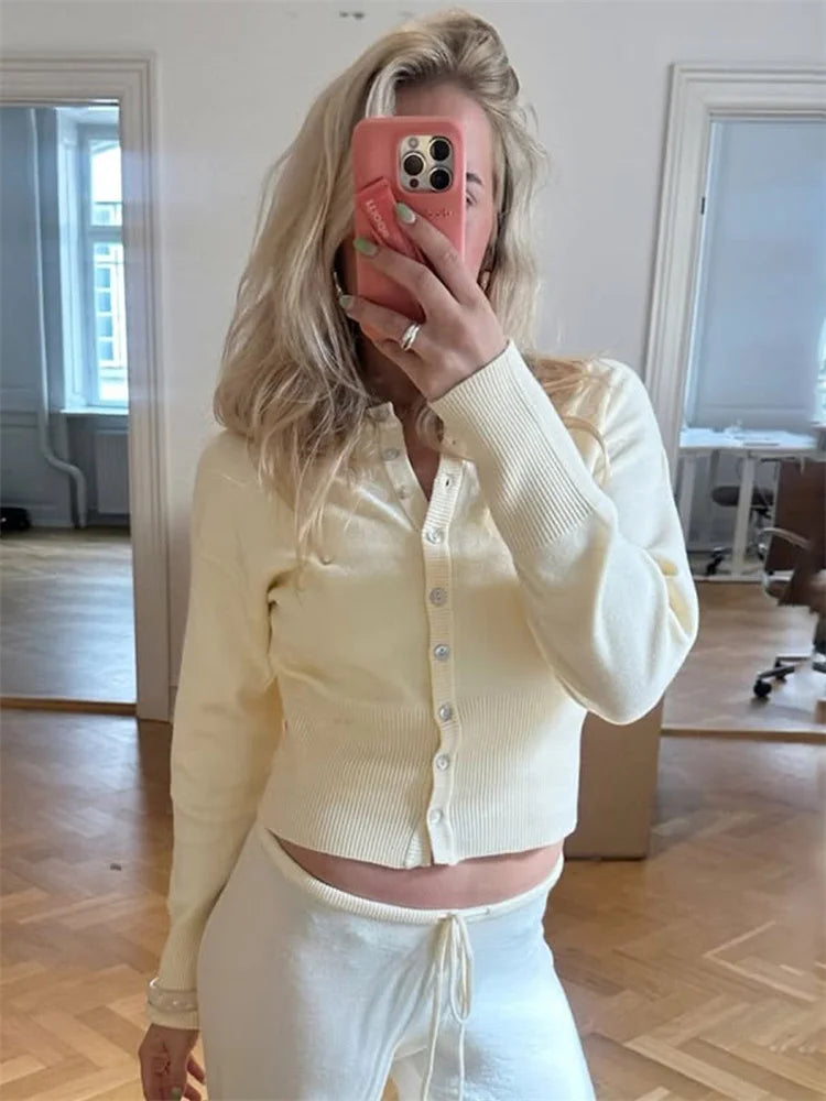 Tina Women's Cropped Cardigan | Elegant Knitwear 0