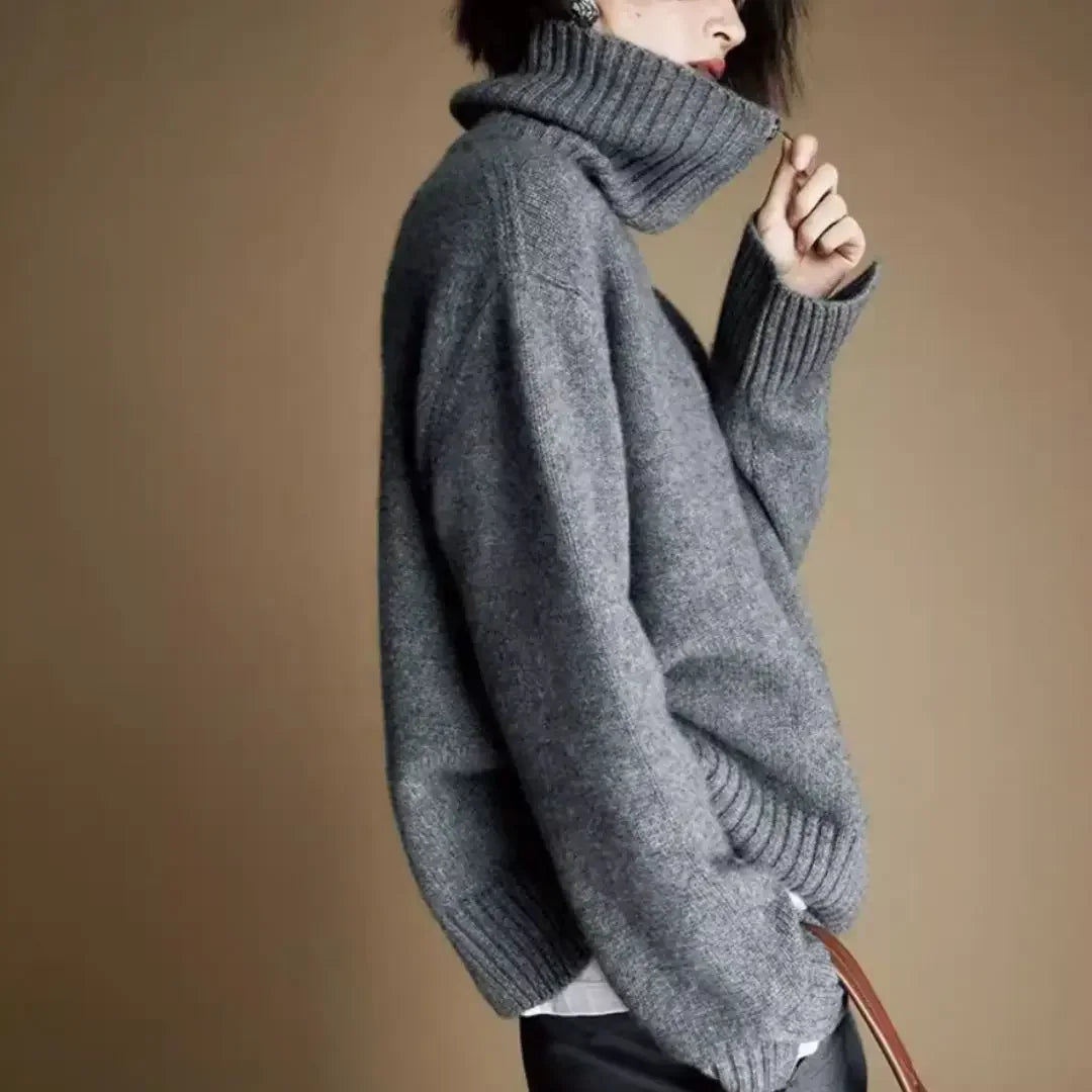 Winnie Women's Oversized Sweater | 100% Wool, Casual Half Zip 2