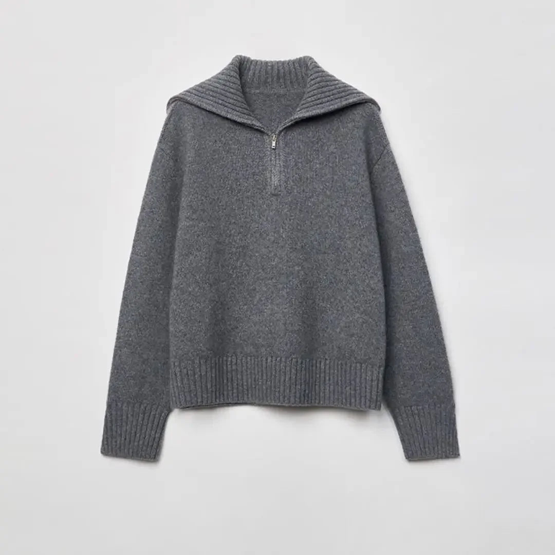 Winnie Women's Oversized Sweater | 100% Wool, Casual Half Zip 3