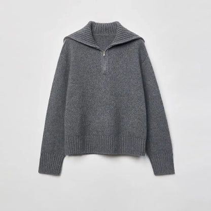 Winnie Women's Oversized Sweater | 100% Wool, Casual Half Zip 3