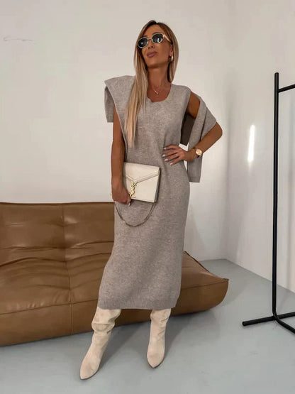 Kira Women's Dress Set | Knit Fabric, Minimalist Style 3