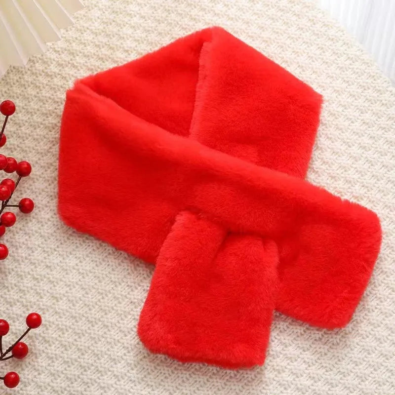 Kara Women's Scarf | Faux Rabbit Fur, Soft Plush Neck Warmer 7