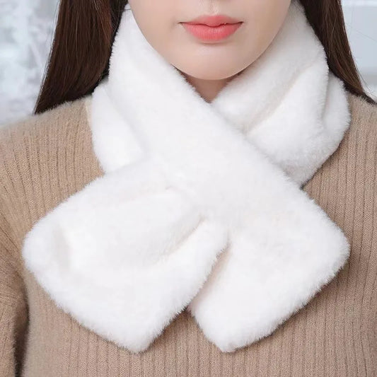 Kara Women's Scarf | Faux Rabbit Fur, Soft Plush Neck Warmer 1