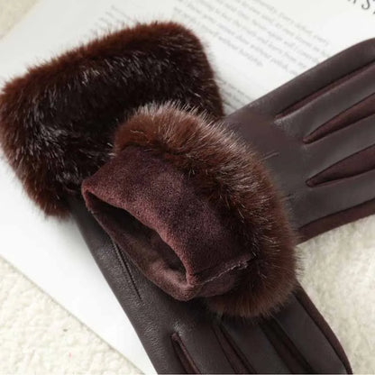 Wina Women's Leather Gloves | Faux Fur Trim, Touch Screen, Warm 4