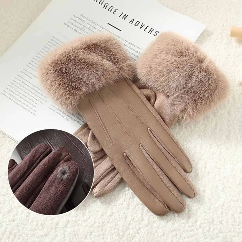 Wina Women's Leather Gloves | Faux Fur Trim, Touch Screen, Warm 5