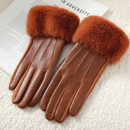 Wina Women's Leather Gloves | Faux Fur Trim, Touch Screen, Warm 6