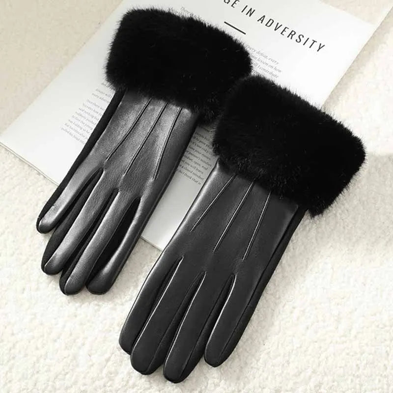 Wina Women's Leather Gloves | Faux Fur Trim, Touch Screen, Warm 7
