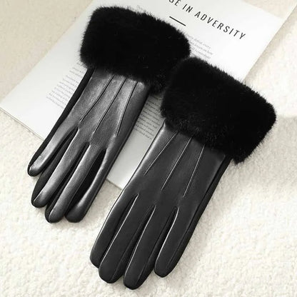 Wina Women's Leather Gloves | Faux Fur Trim, Touch Screen, Warm 7