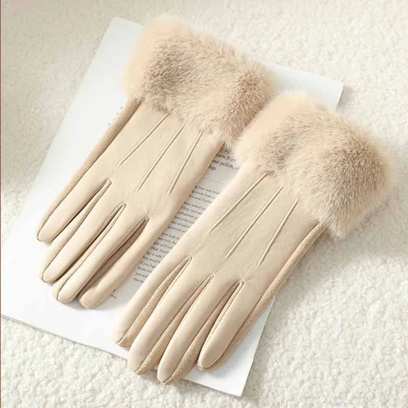 Wina Women's Leather Gloves | Faux Fur Trim, Touch Screen, Warm 8