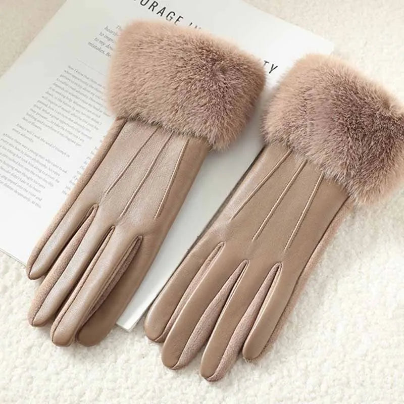 Wina Women's Leather Gloves | Faux Fur Trim, Touch Screen, Warm 9
