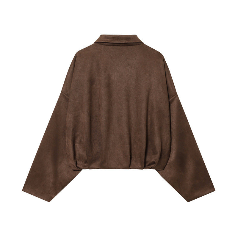 Women’s Vintage Coffee Brown Suede Coat