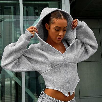 Women’s Zipper Hoodie Cardigan – Y2K Streetwear Long Sleeve Jacket
