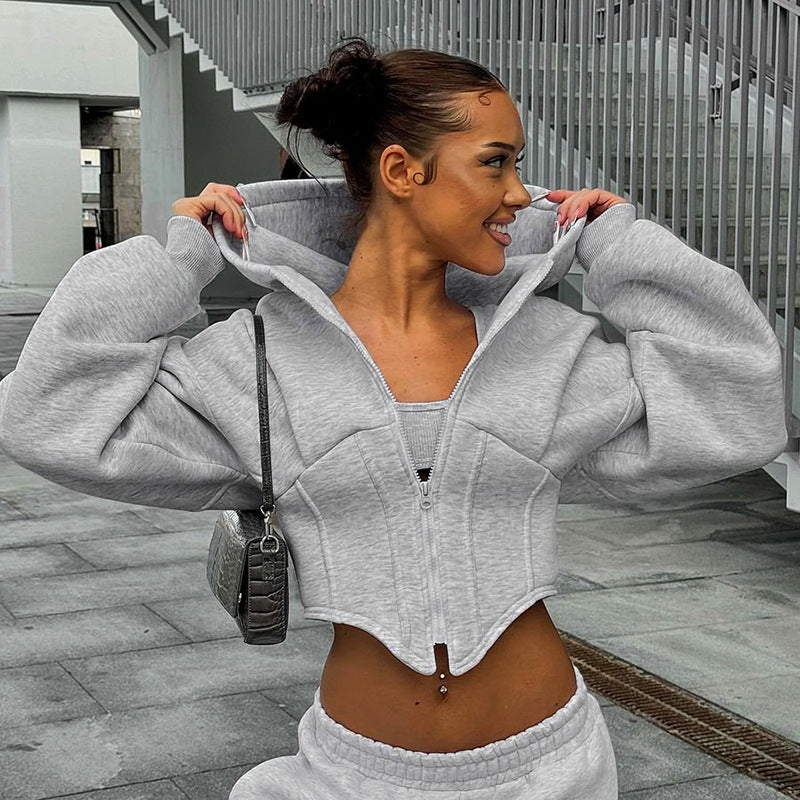 Women’s Zipper Hoodie Cardigan – Y2K Streetwear Long Sleeve Jacket