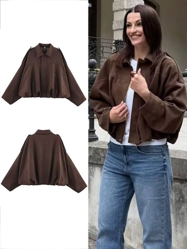 Women’s Vintage Coffee Brown Suede Coat