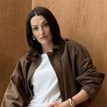 Women’s Vintage Coffee Brown Suede Coat