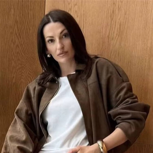 Women’s Vintage Coffee Brown Suede Coat