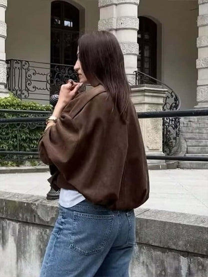 Women’s Vintage Coffee Brown Suede Coat